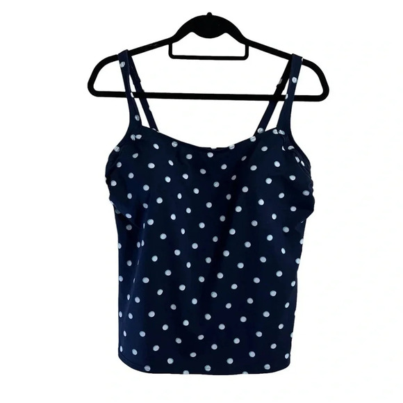 Lands' End Other - Lands End Polka Dot Swim Top Size 14 Adjustable Spaghetti Straps Pool Beach